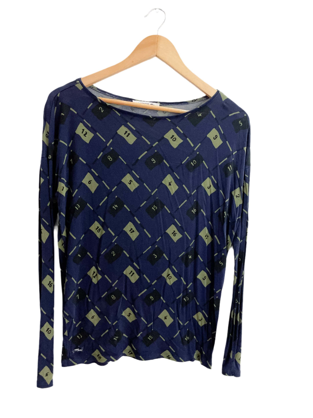 Vintage Lacoste blue printed pattern long sleeve tshirt size L