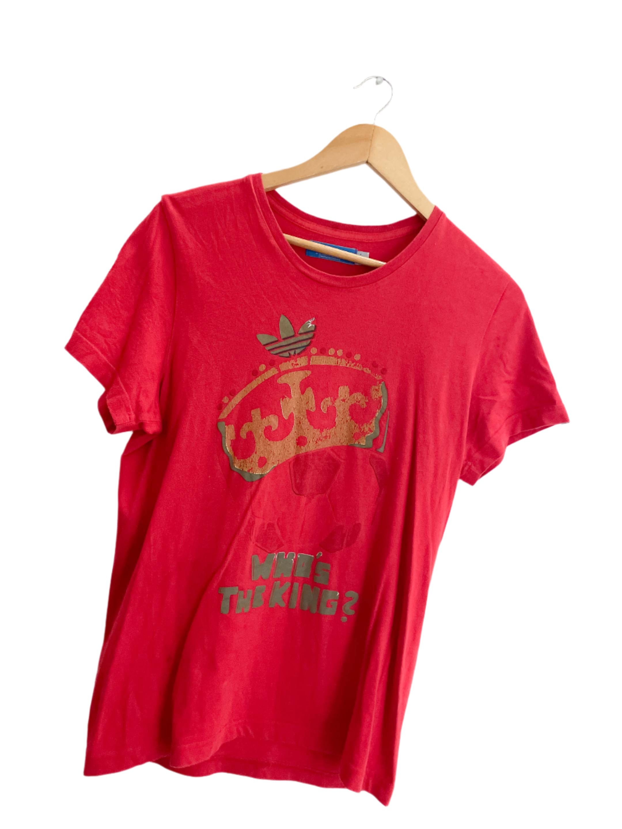 Vintage Adidas who is the king graphics red small tshirt
