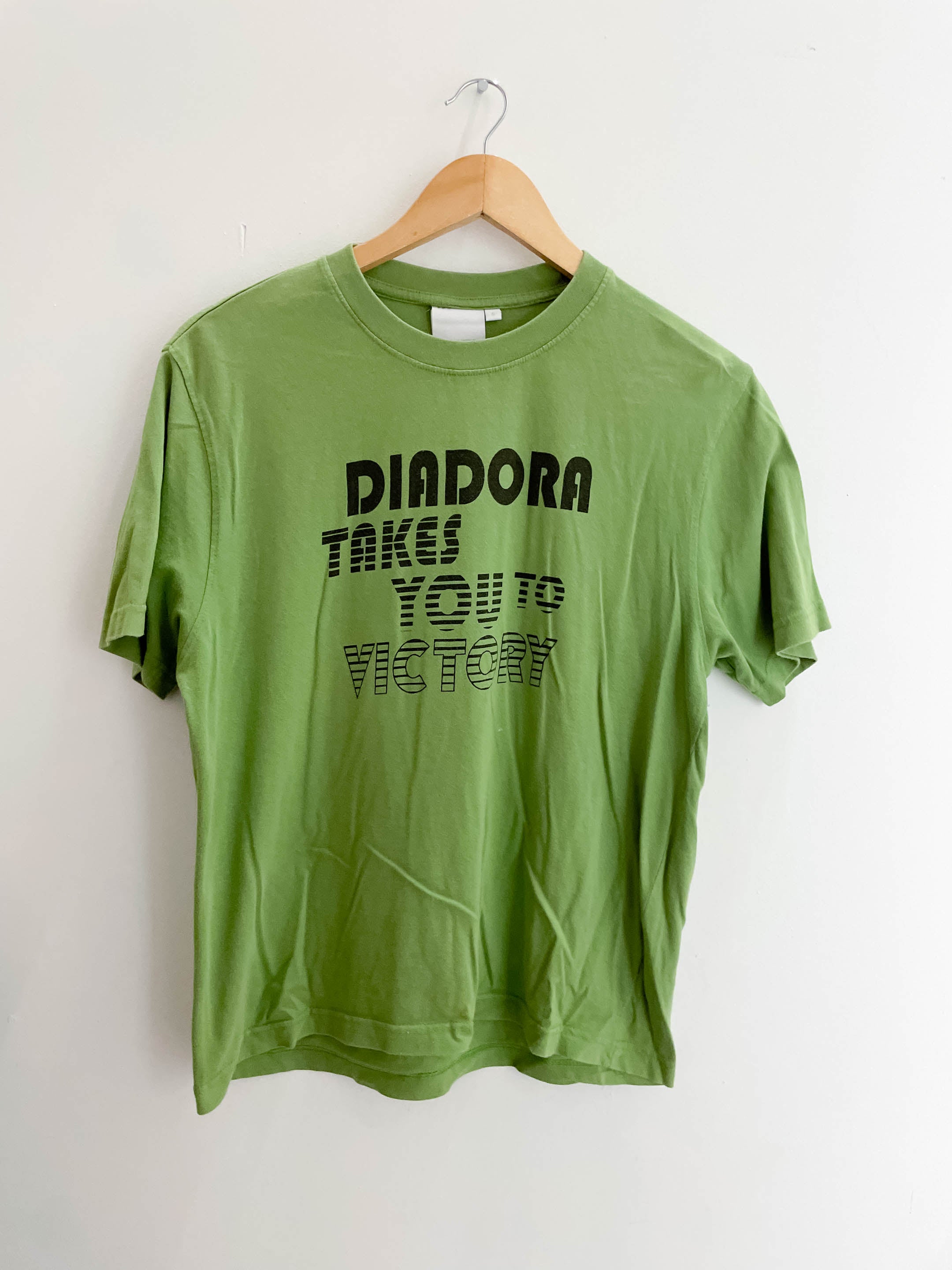 Vintage Diadora takes you to victory green small tshirt