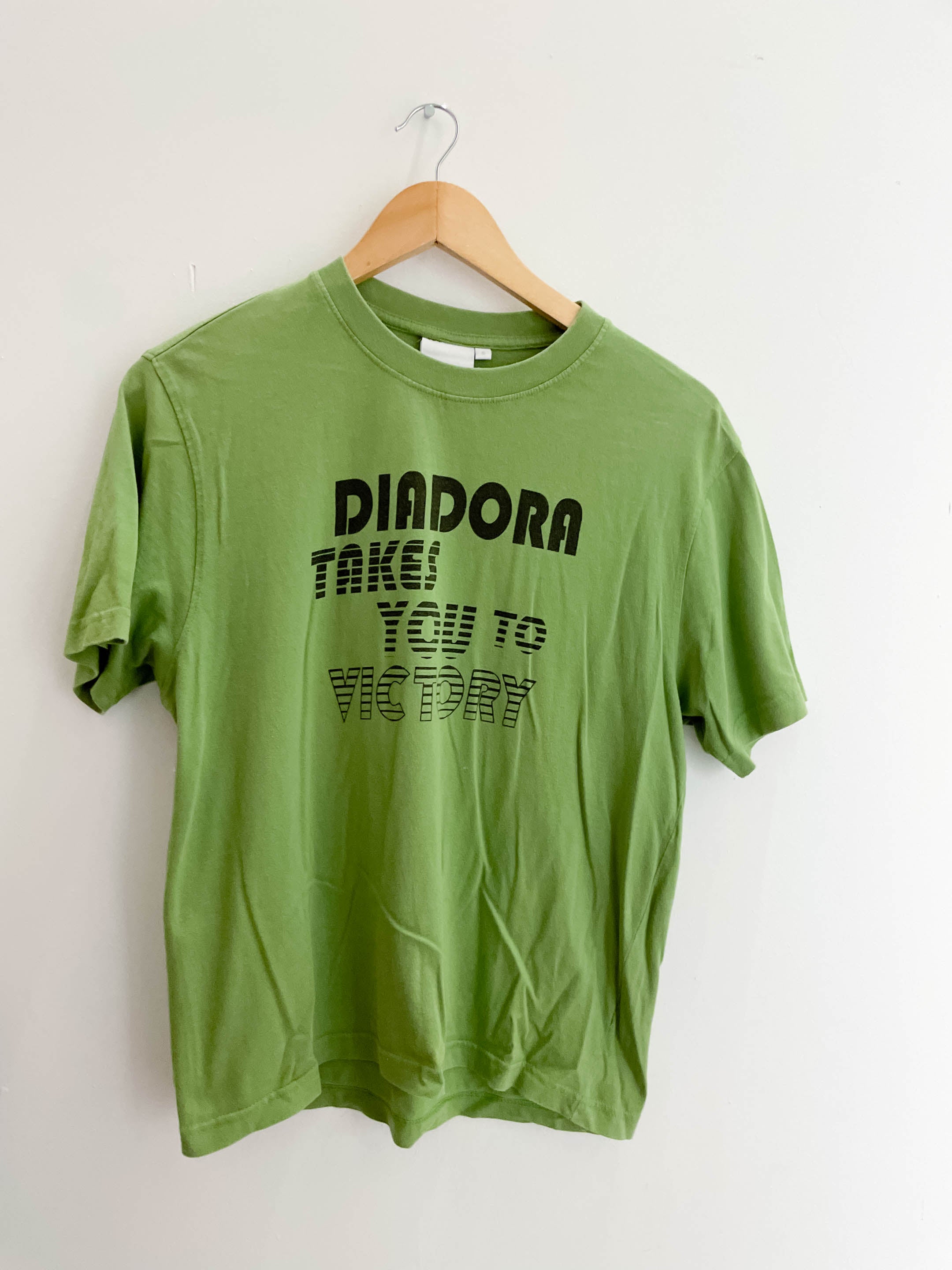 Vintage Diadora takes you to victory green small tshirt