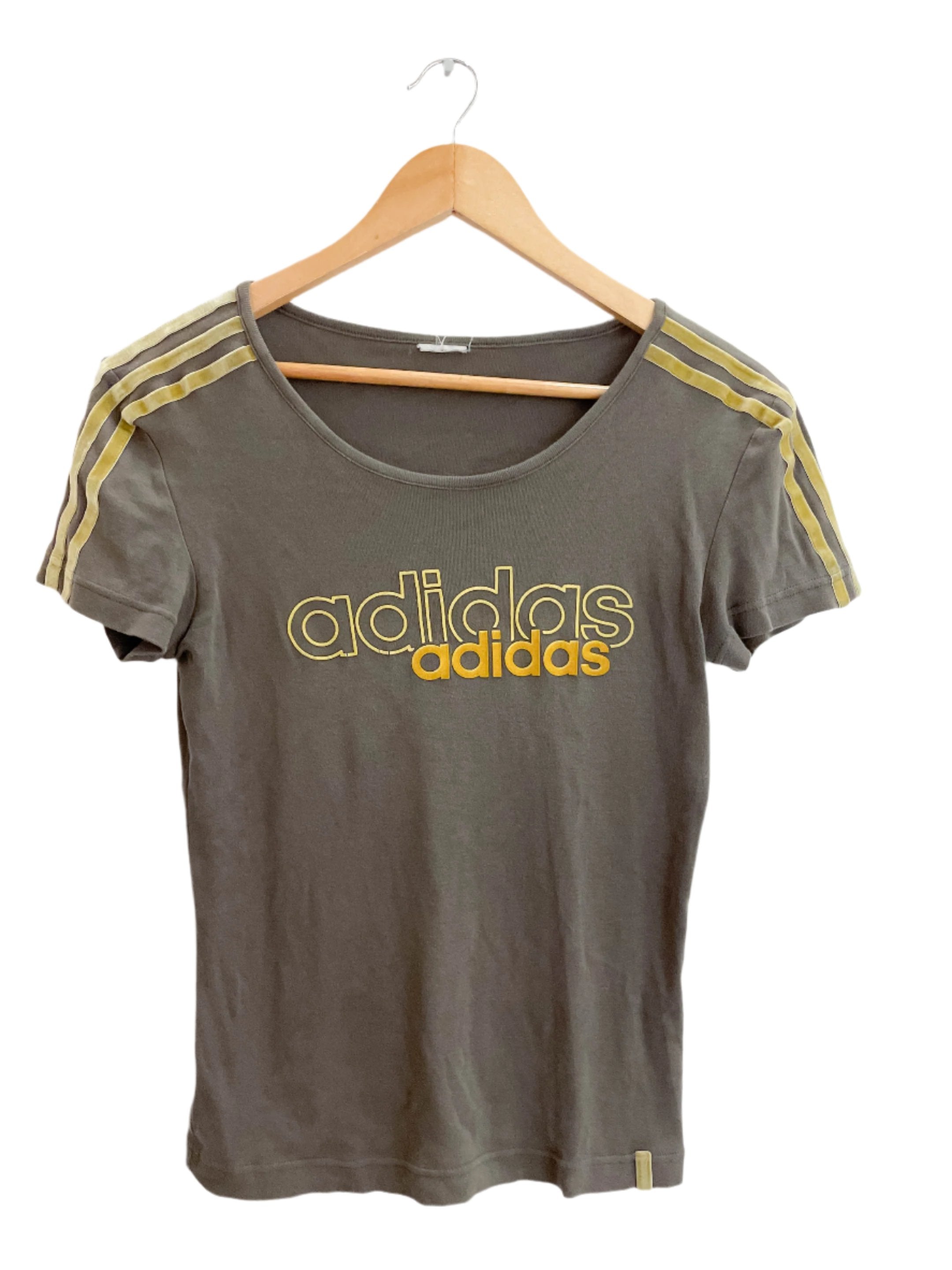 Vintage medium brown 3 stripe adidas shirt