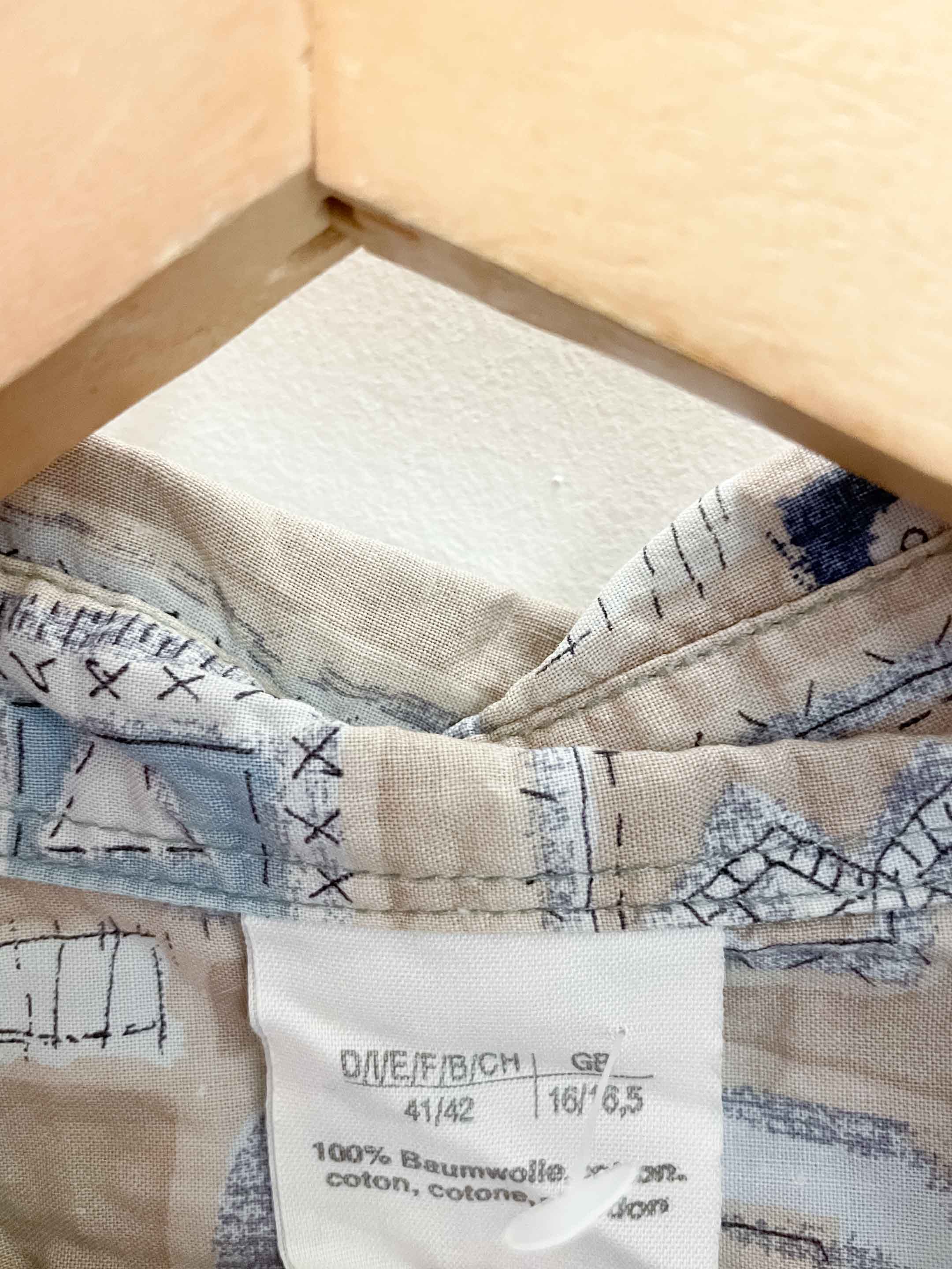 Vintage brown abstract patterned short sleeve shirt size L