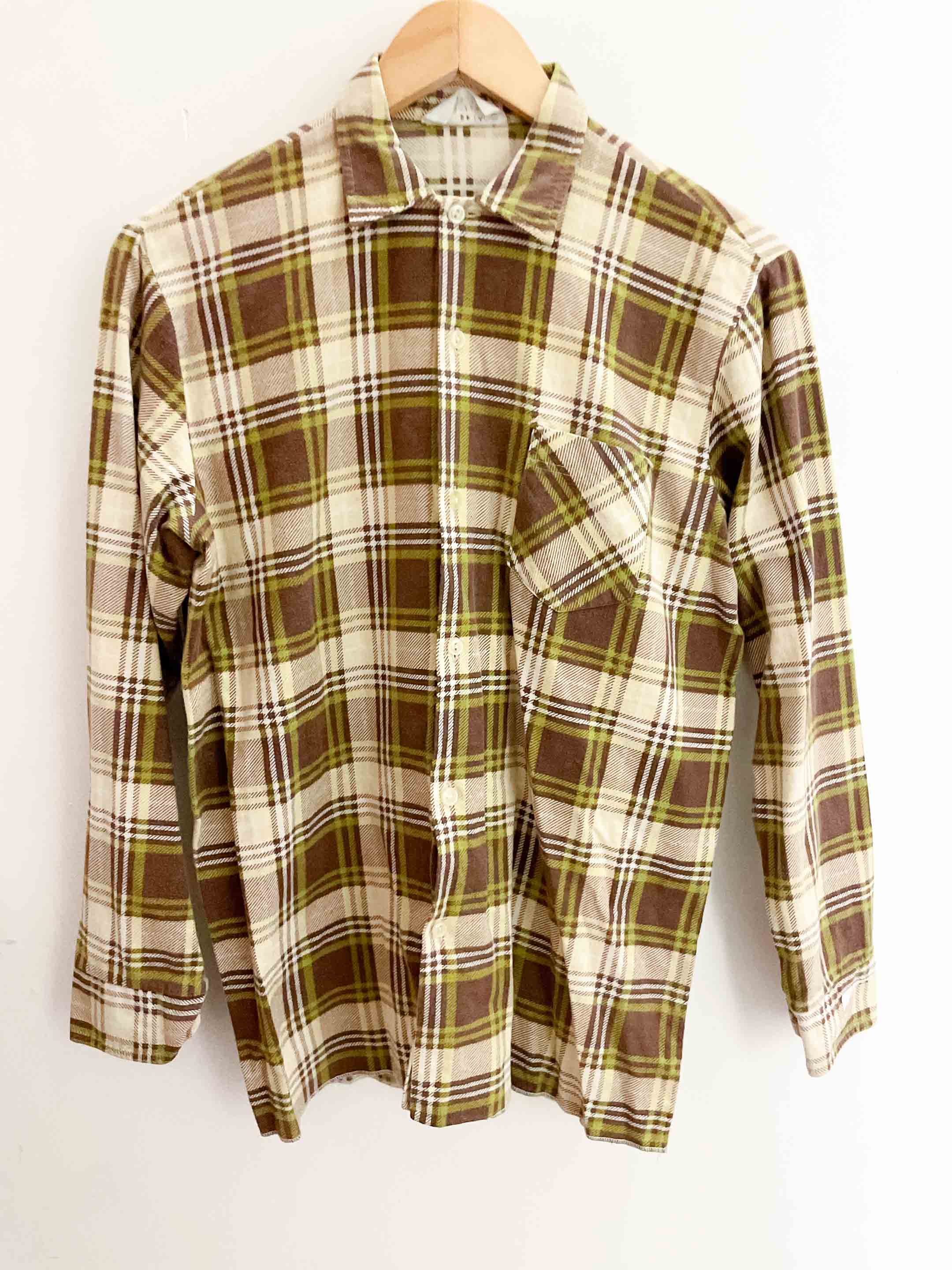 Vintage yellow checkered flannel long sleeve shirt size M