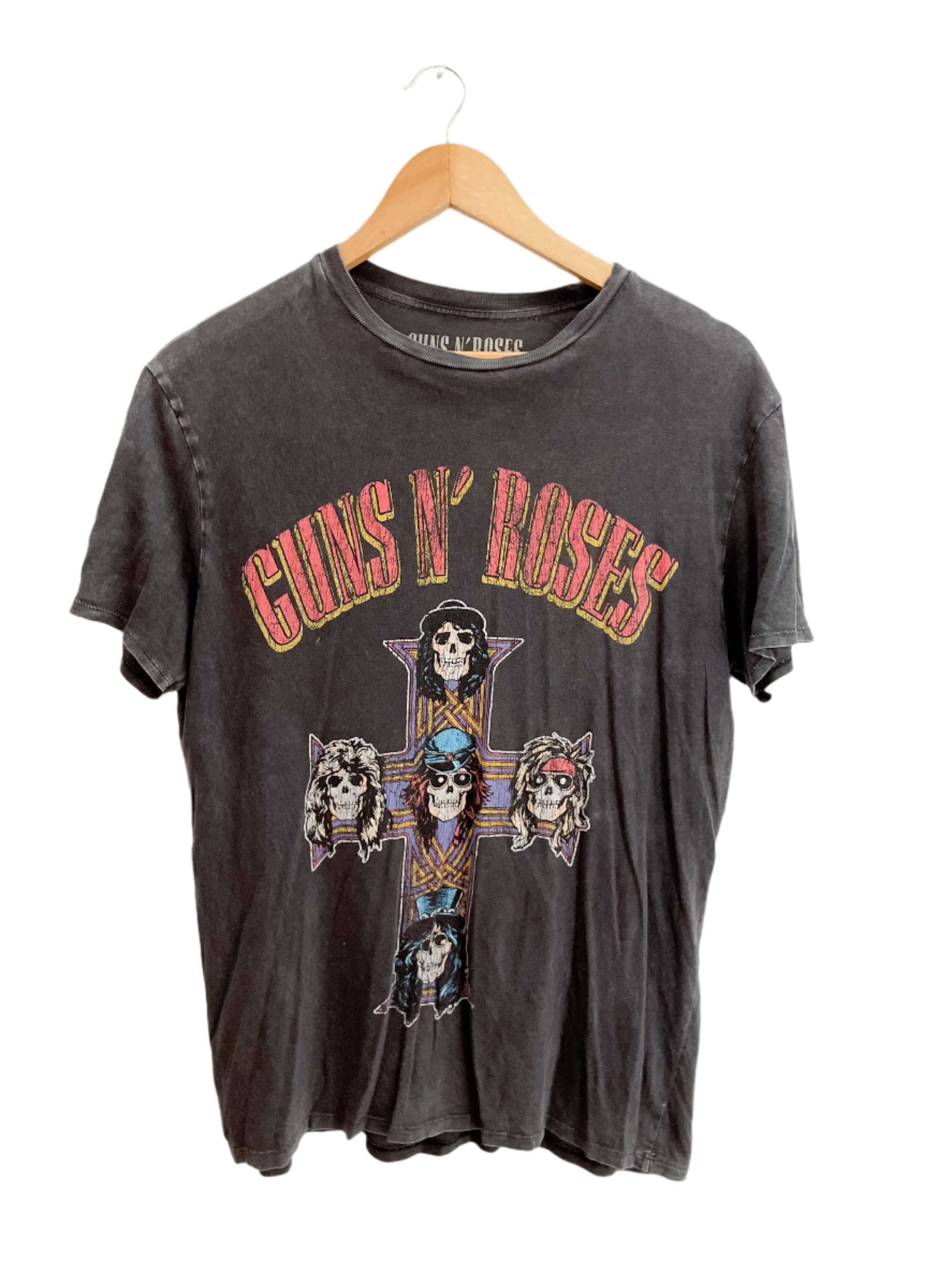 Vintage Pull & bear Guns & roses graphics mens grey tshirt size XS