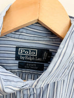 Vintage blue stripped polo ralph lauren custom fit mens shirt size L