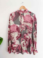 Vintage signe ixcognito pink abstract pattern long sleeve large shirt