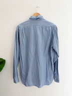 Vintage blue stripped polo ralph lauren custom fit mens shirt size L