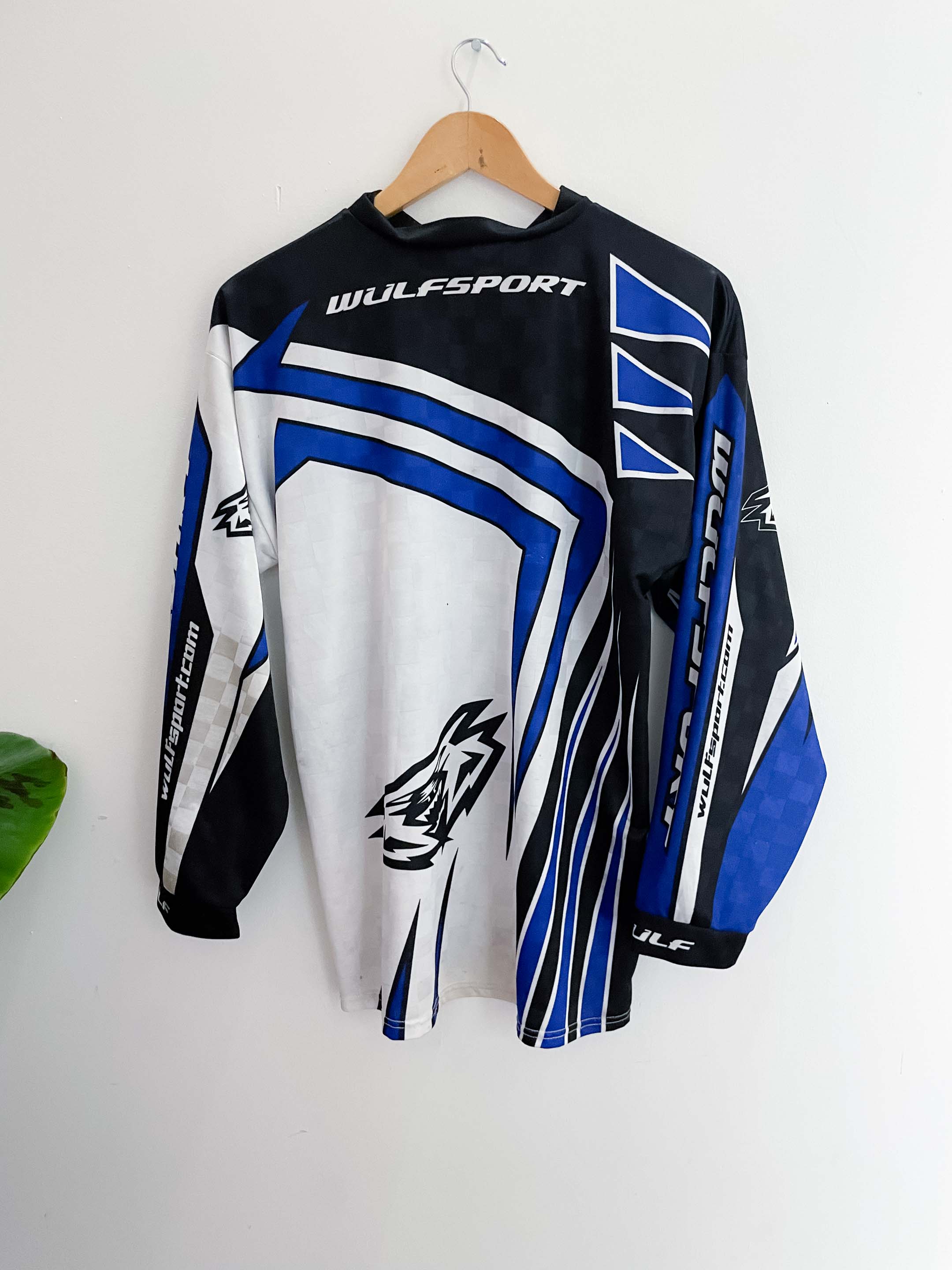 Vintage wolfsports premium long sleeve blue shirt size S