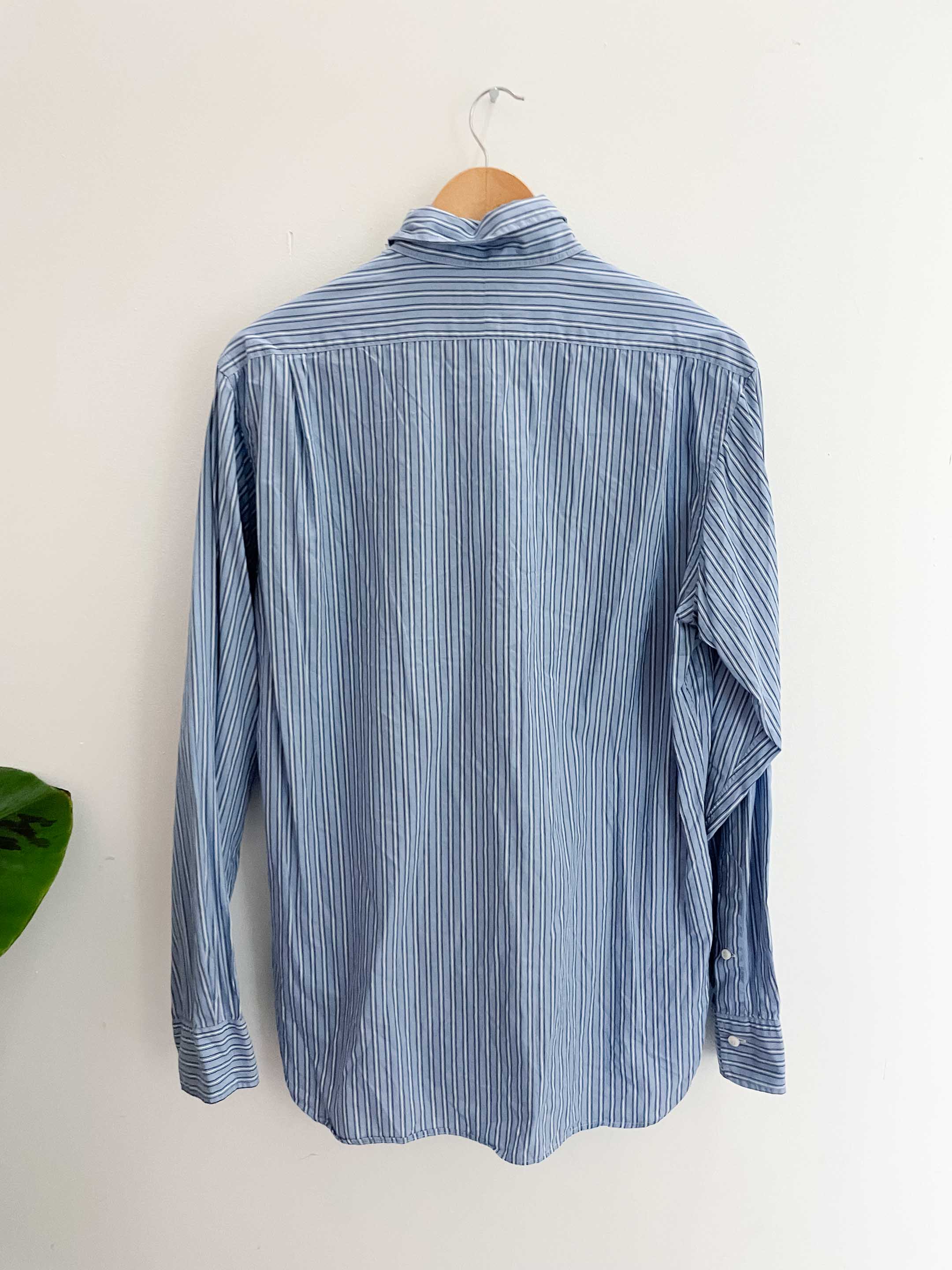 Vintage blue stripped polo ralph lauren custom fit mens shirt size L