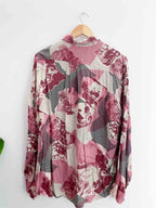 Vintage signe ixcognito pink abstract pattern long sleeve large shirt