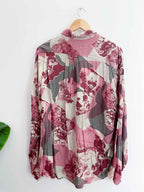 Vintage signe ixcognito pink abstract pattern long sleeve large shirt
