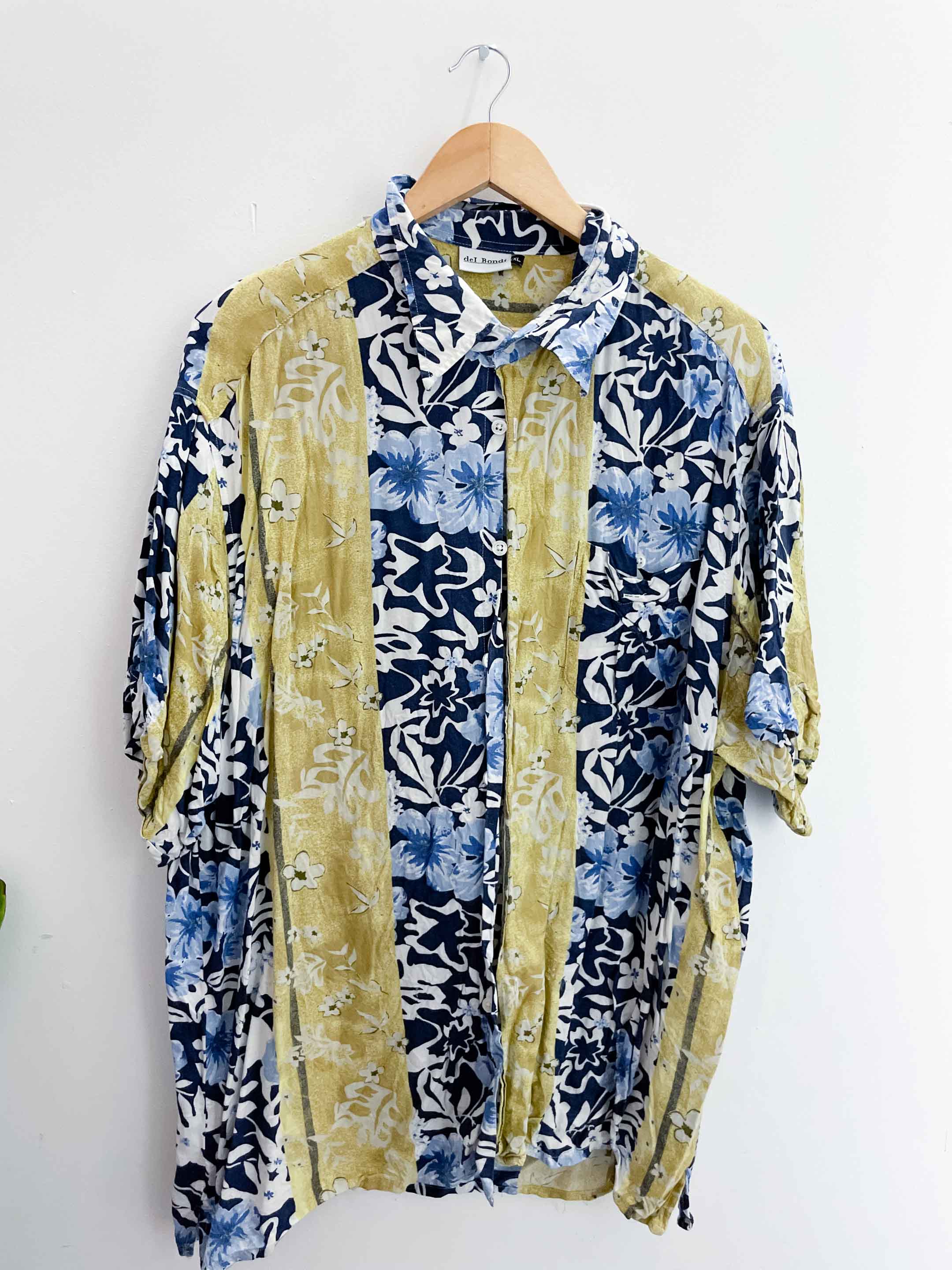 Vintage del bondi multi floral pattern long sleeve shirt size XXL