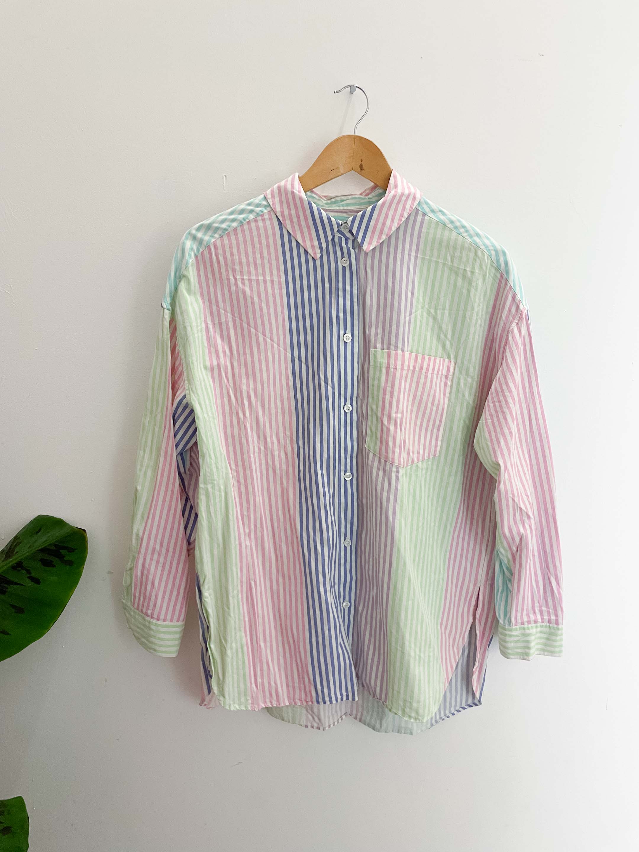 Vintage comfy bershka multi vertical stripe shirt size M