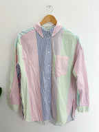 Vintage comfy bershka multi vertical stripe shirt size M