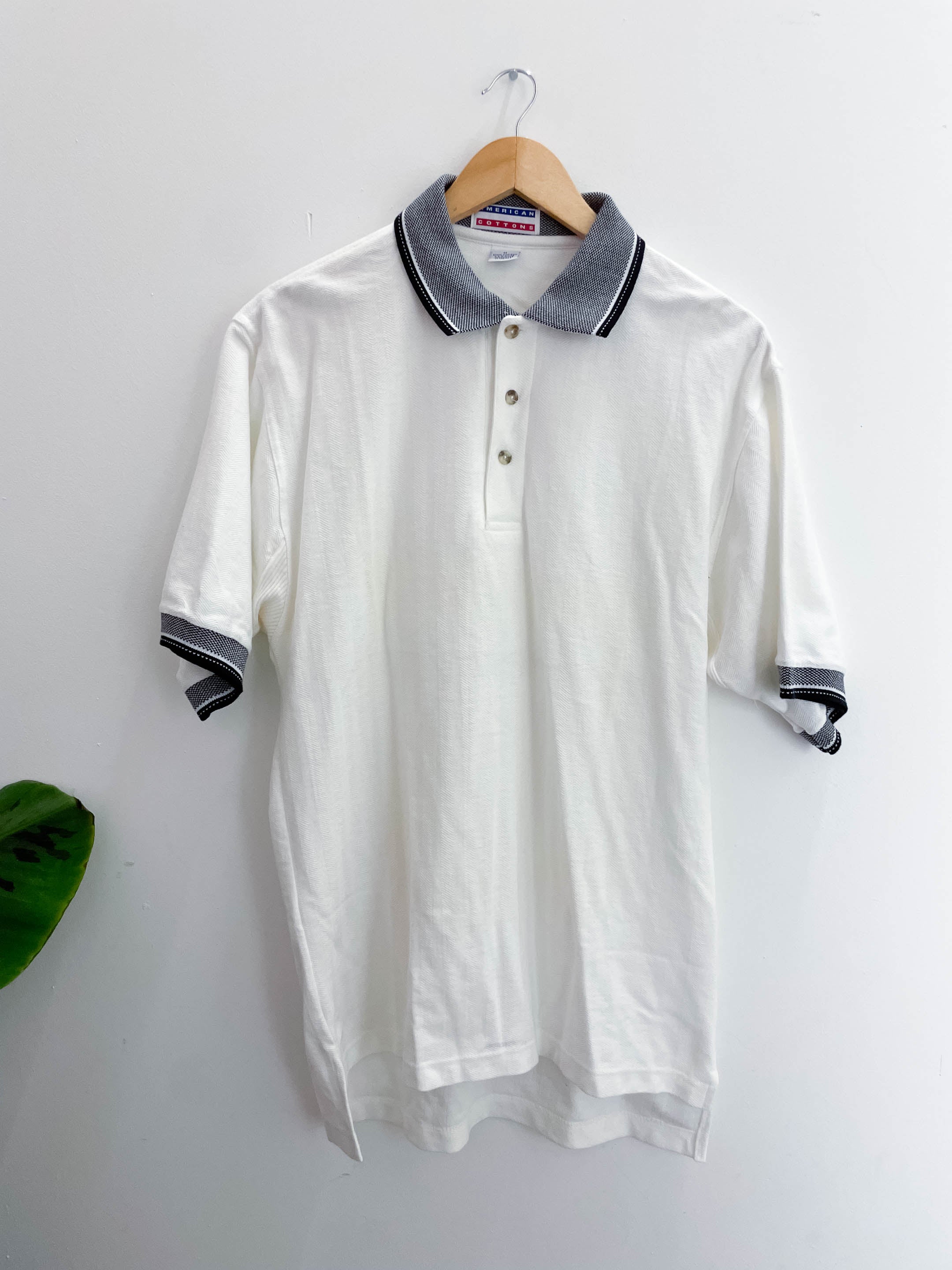 Vintage white american cotton medium polo shirt