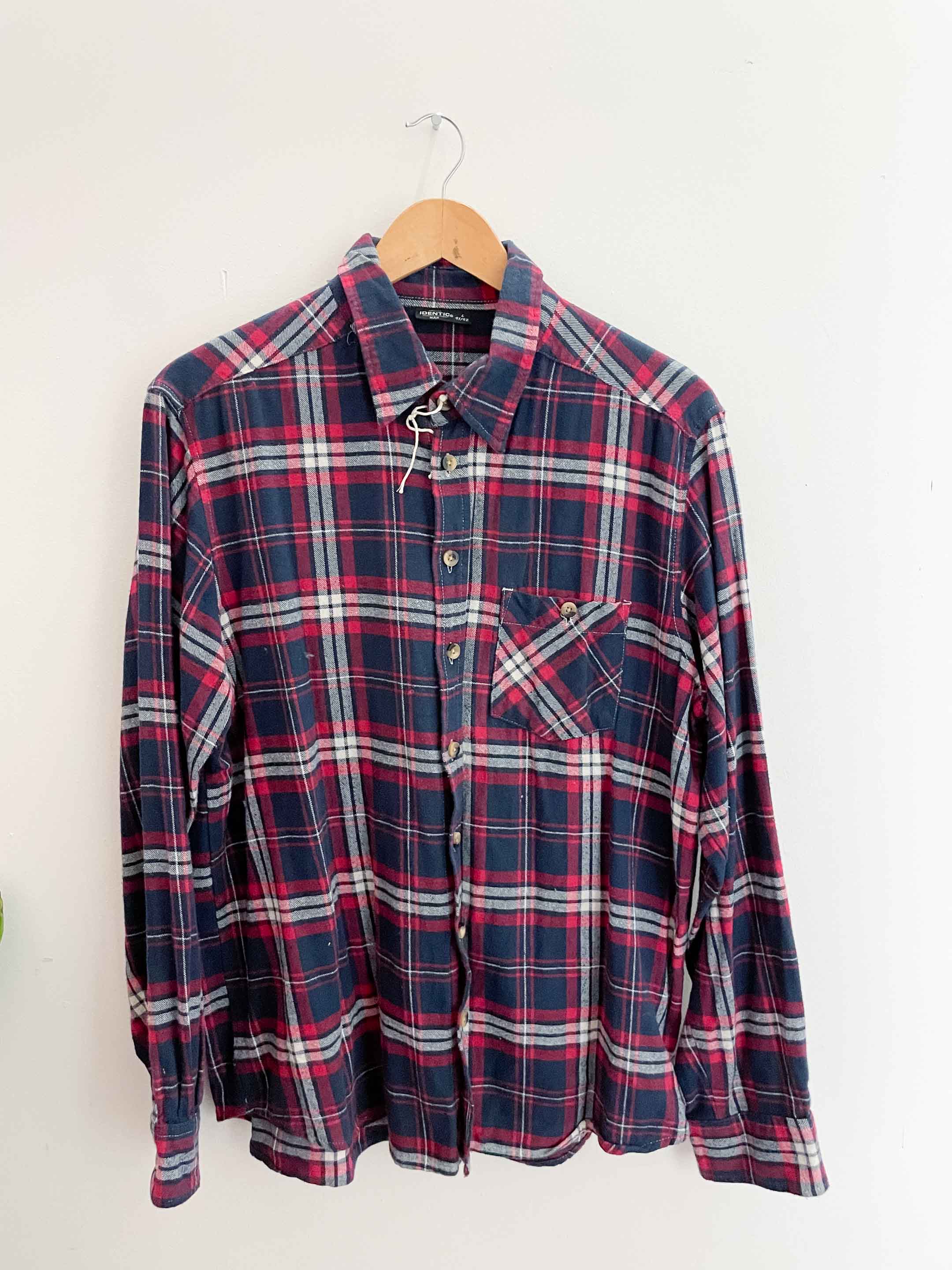 Vintage identic red checkered mens 100% cotton shirt size m