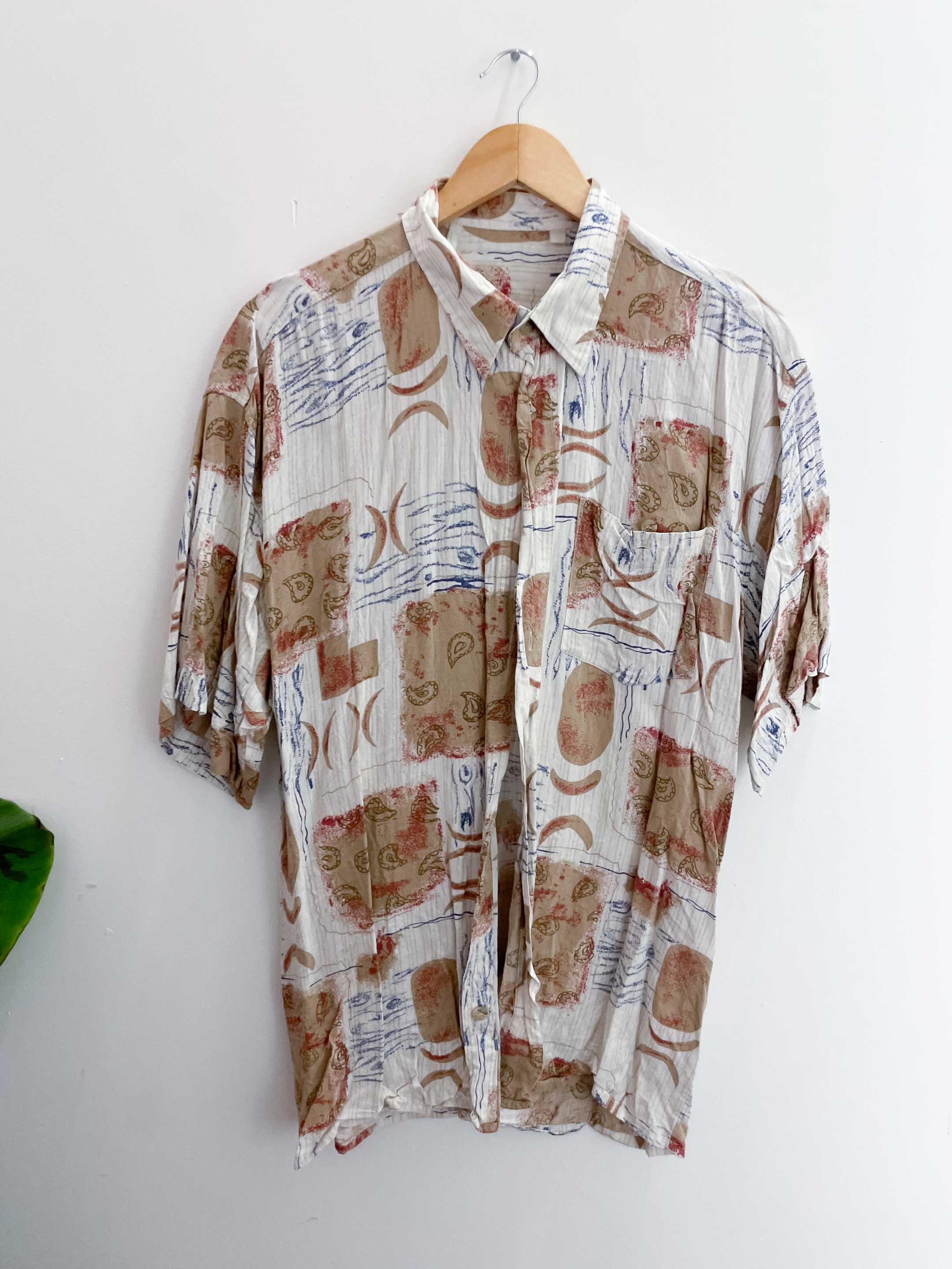 Vintage cream abstract festive pattern medium shirt