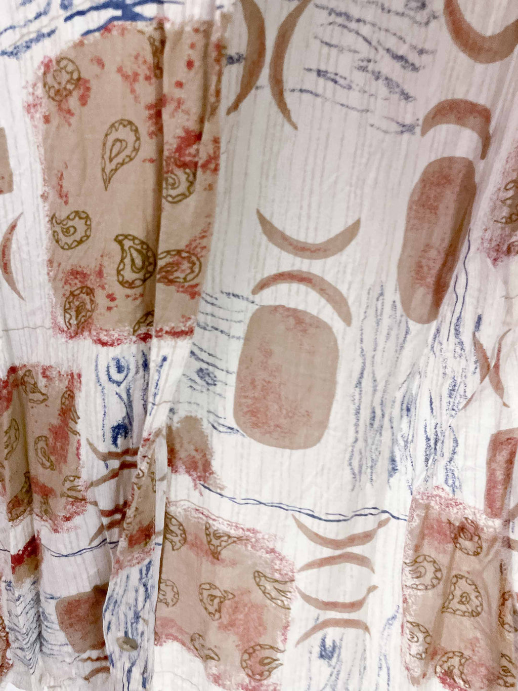 Vintage cream abstract festive pattern medium shirt