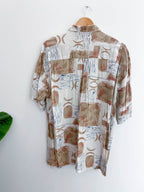 Vintage cream abstract festive pattern medium shirt