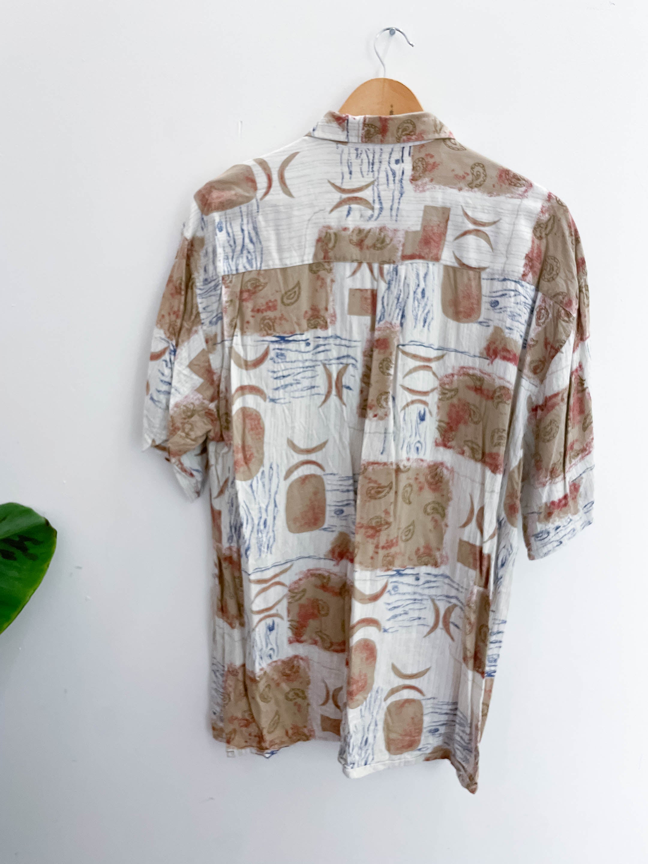Vintage cream abstract festive pattern medium shirt