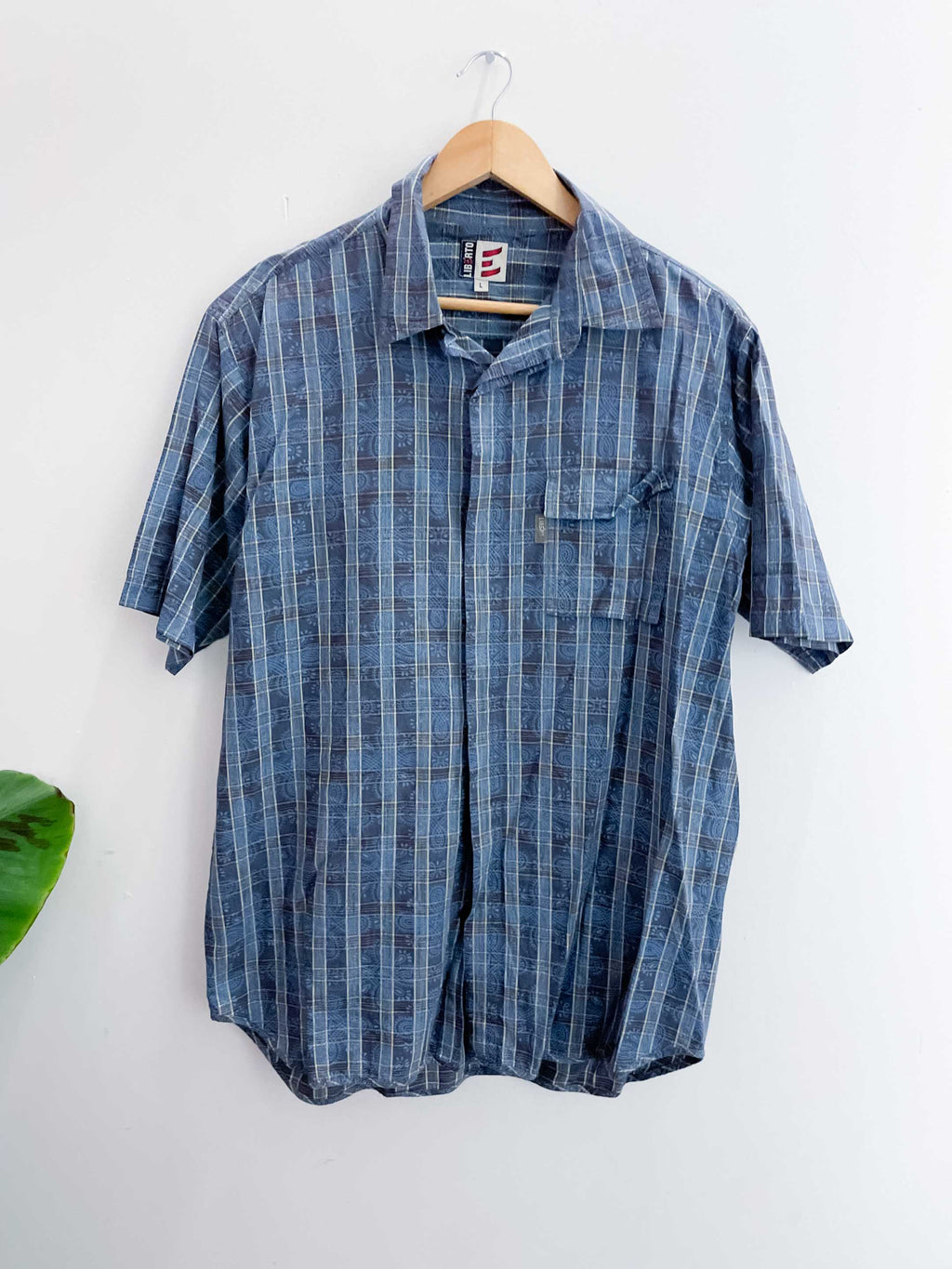 Vintage liberto blue vertical stripe pattern mens large shirt