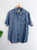 Vintage liberto blue vertical stripe pattern mens large shirt