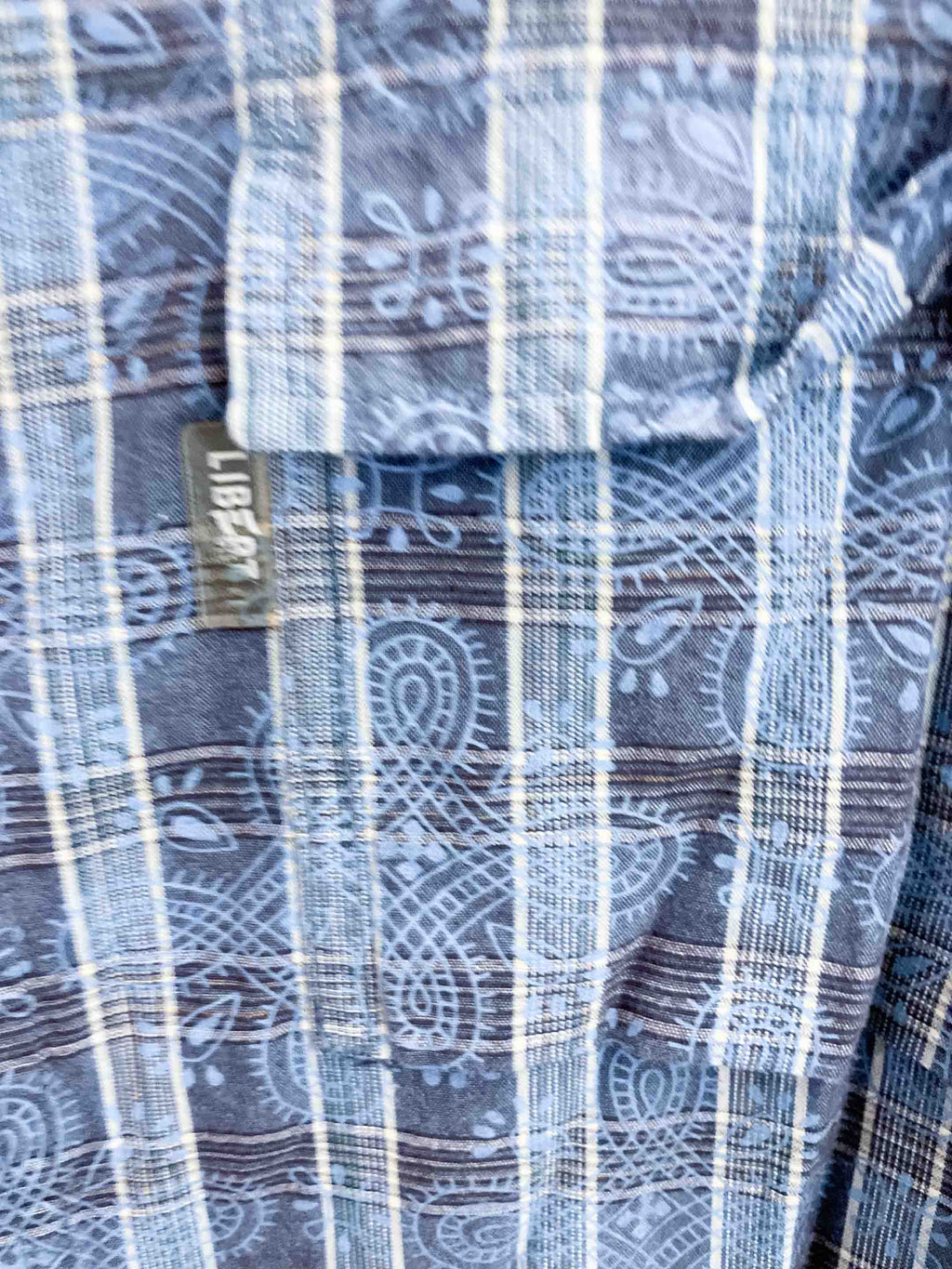 Vintage liberto blue vertical stripe pattern mens large shirt
