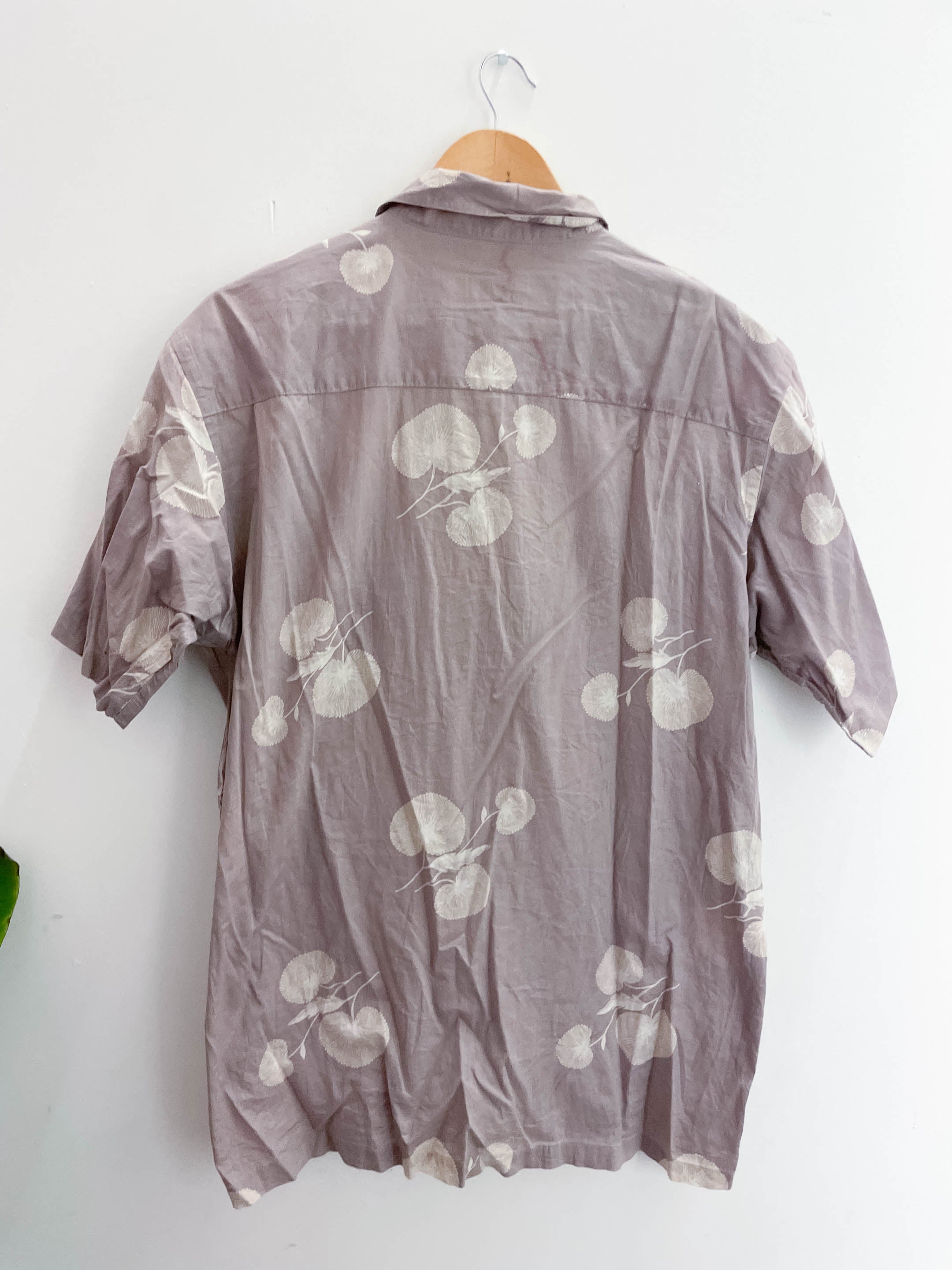 Vintage devred brown floral pattern mens shirt size M