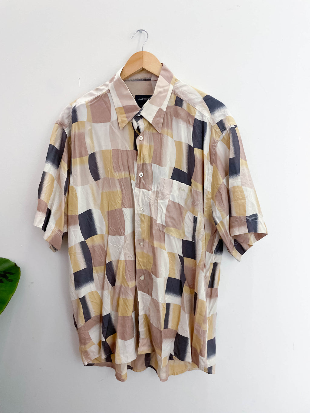Vintage cream printed pattern cap 10 ten shirt size XL
