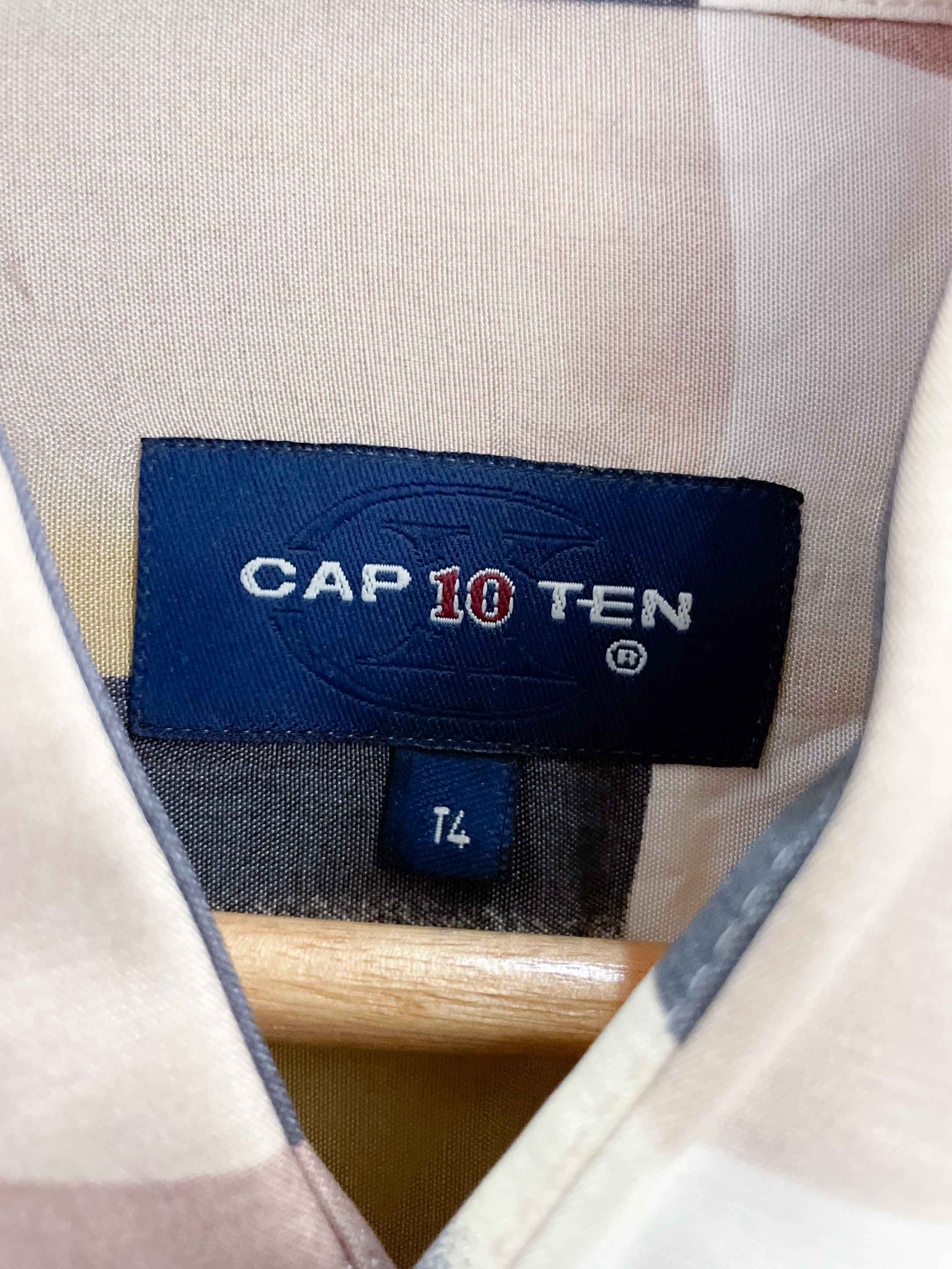 Vintage cream printed pattern cap 10 ten shirt size XL