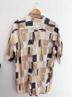 Vintage cream printed pattern cap 10 ten shirt size XL
