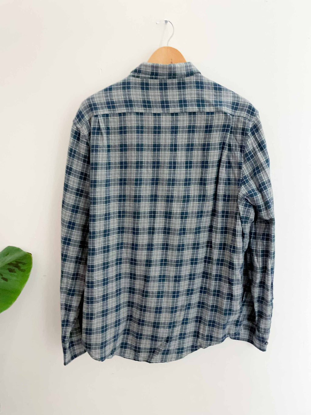 Vintage dunnes green checkered regular fit cotton long sleeve shirt size XL