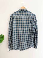 Vintage dunnes green checkered regular fit cotton long sleeve shirt size XL