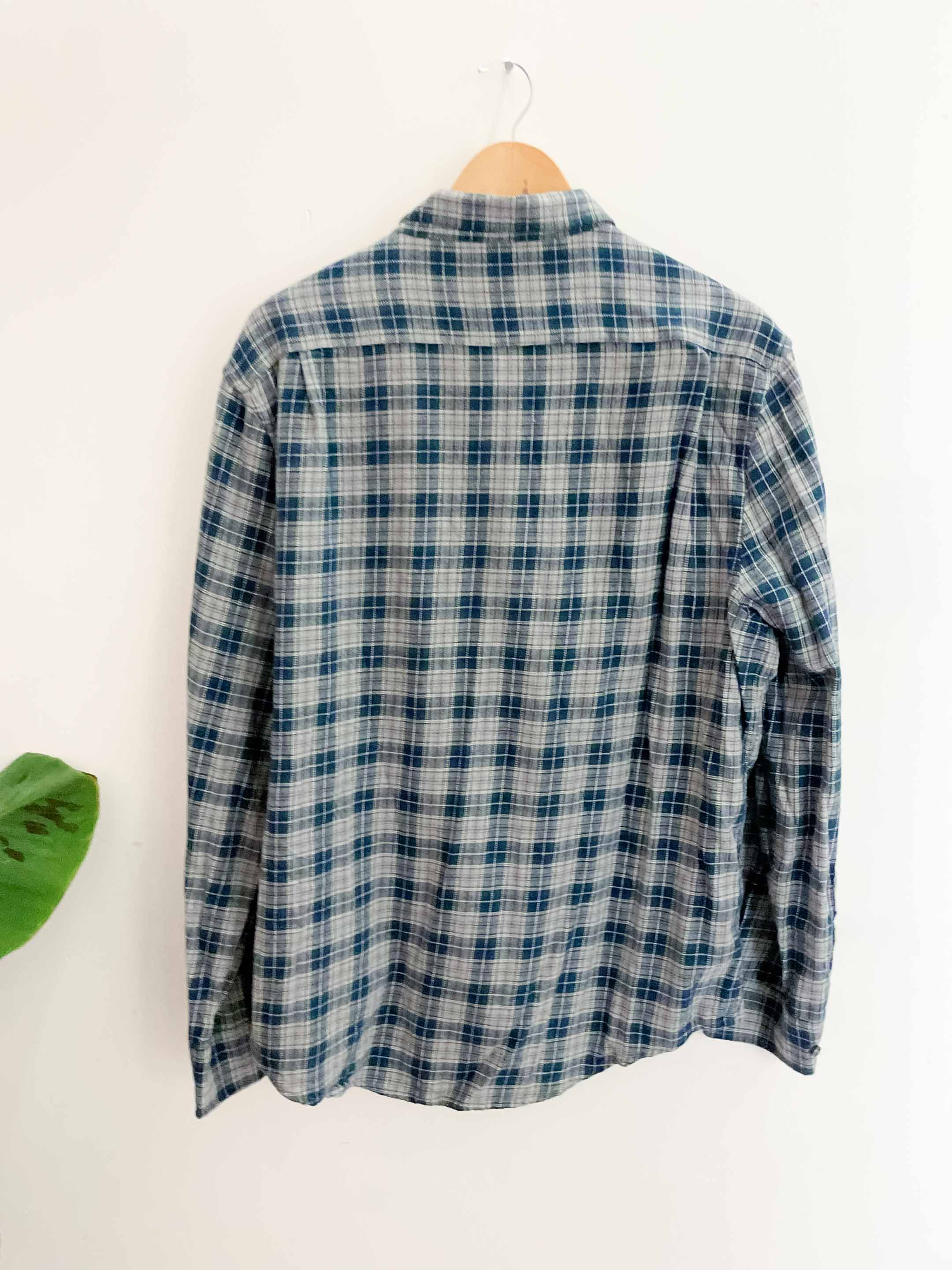 Vintage dunnes green checkered regular fit cotton long sleeve shirt size XL