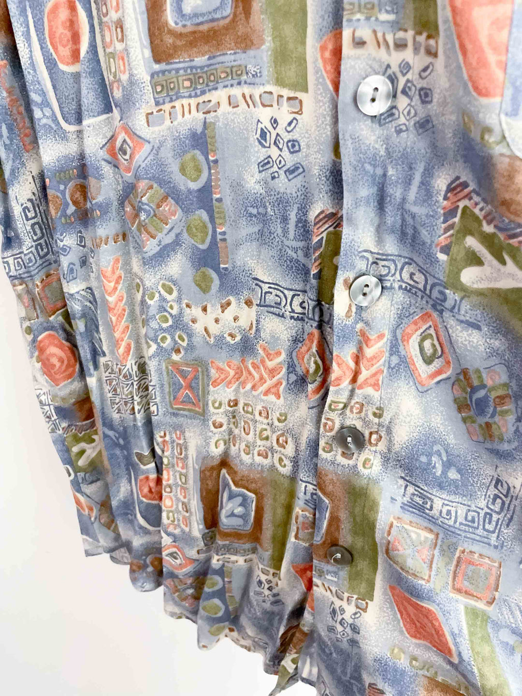 Vintage happy life blue abstract pattern festive large shirt