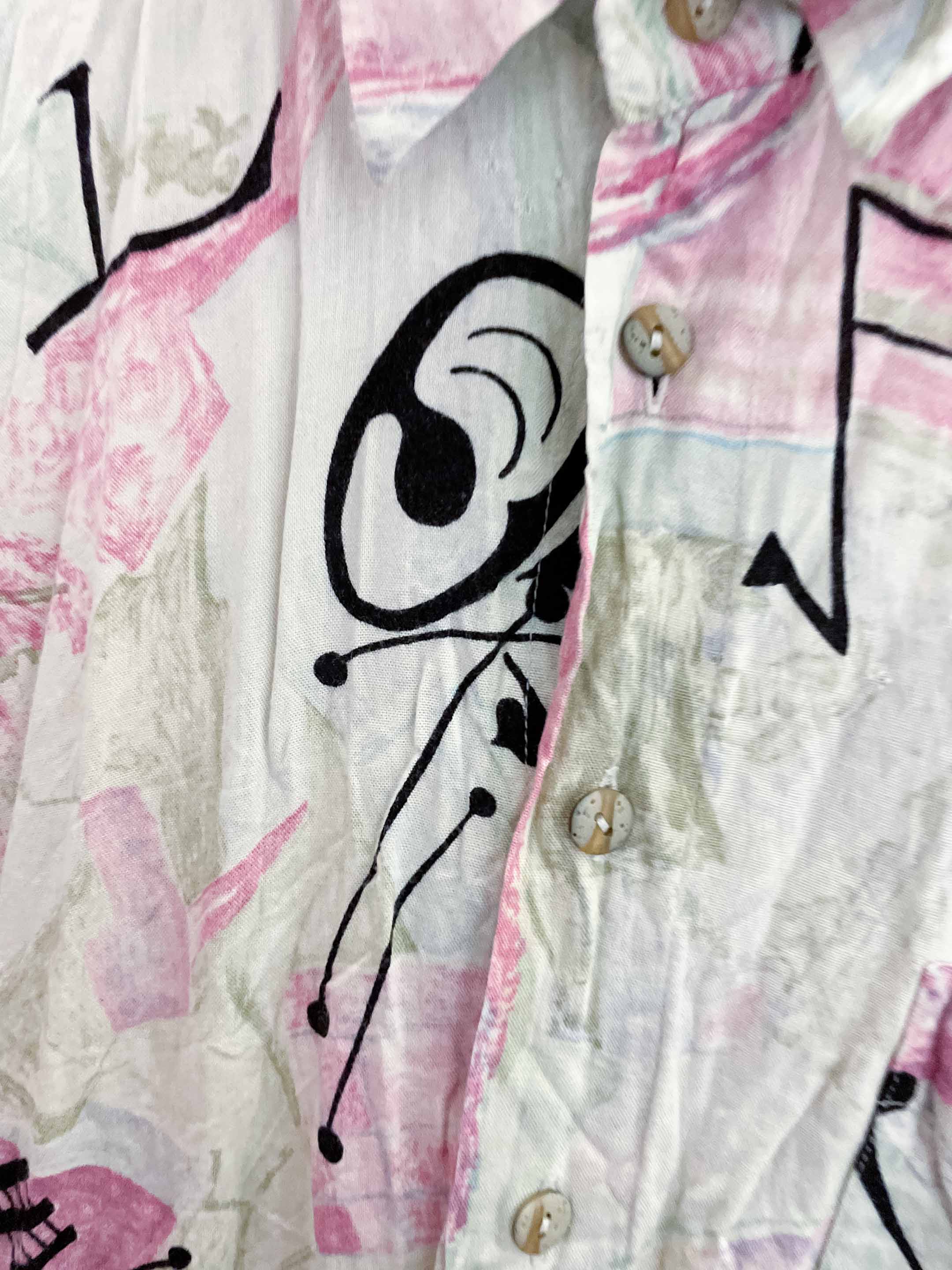 Vintage get it all multi abstract pattern mens short sleeve shirt size XXL