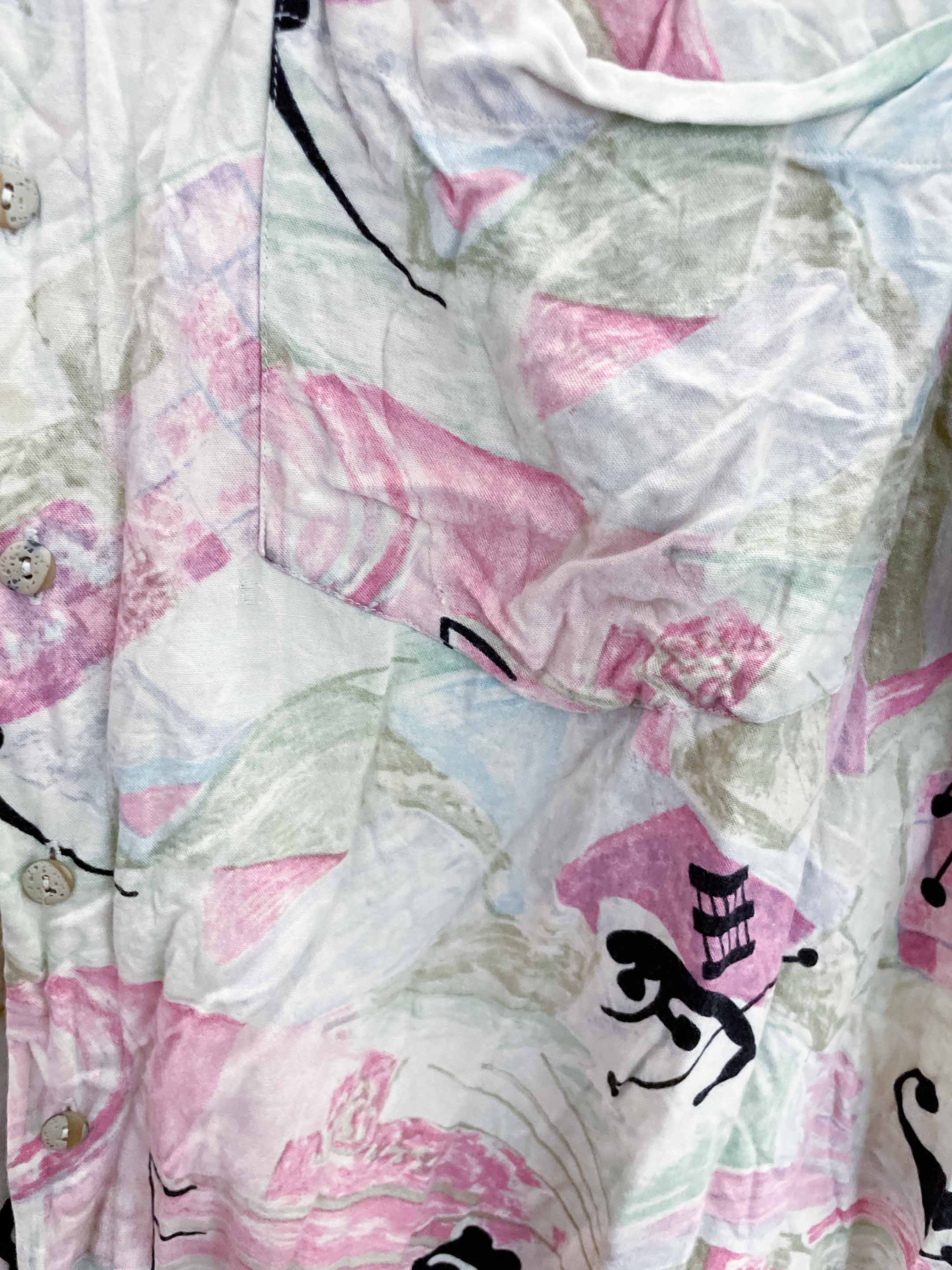 Vintage get it all multi abstract pattern mens short sleeve shirt size XXL