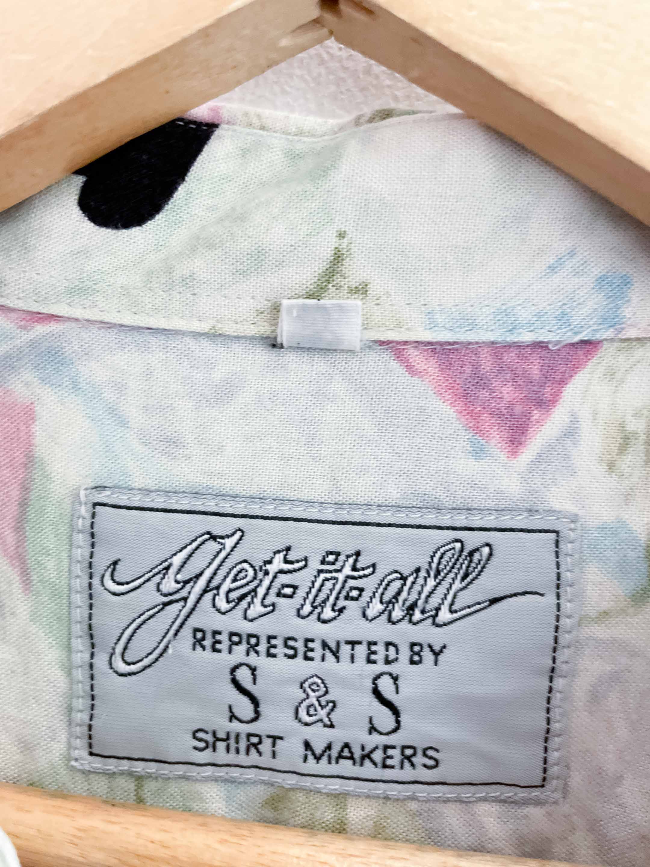 Vintage get it all multi abstract pattern mens short sleeve shirt size XXL