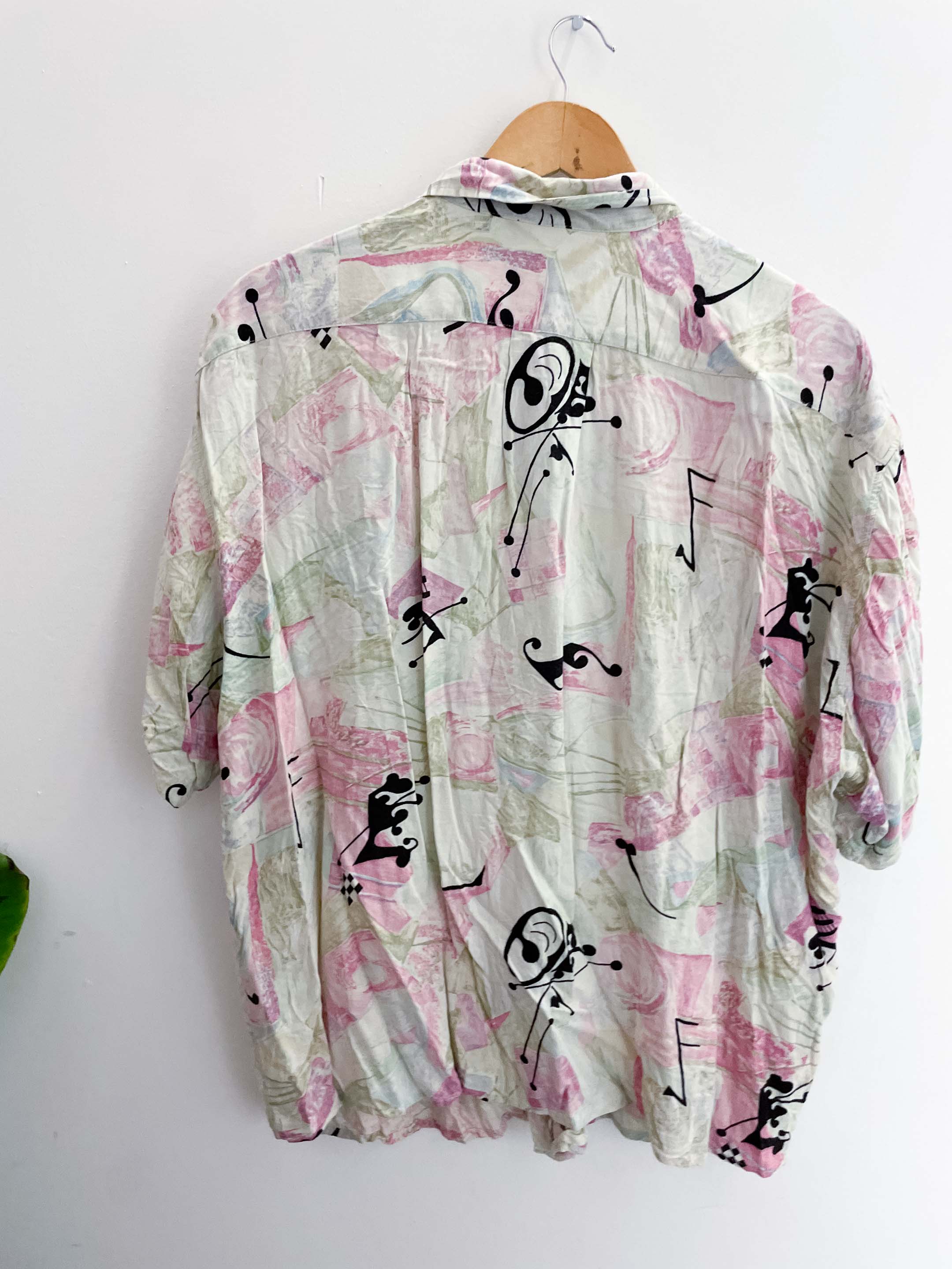 Vintage get it all multi abstract pattern mens short sleeve shirt size XXL