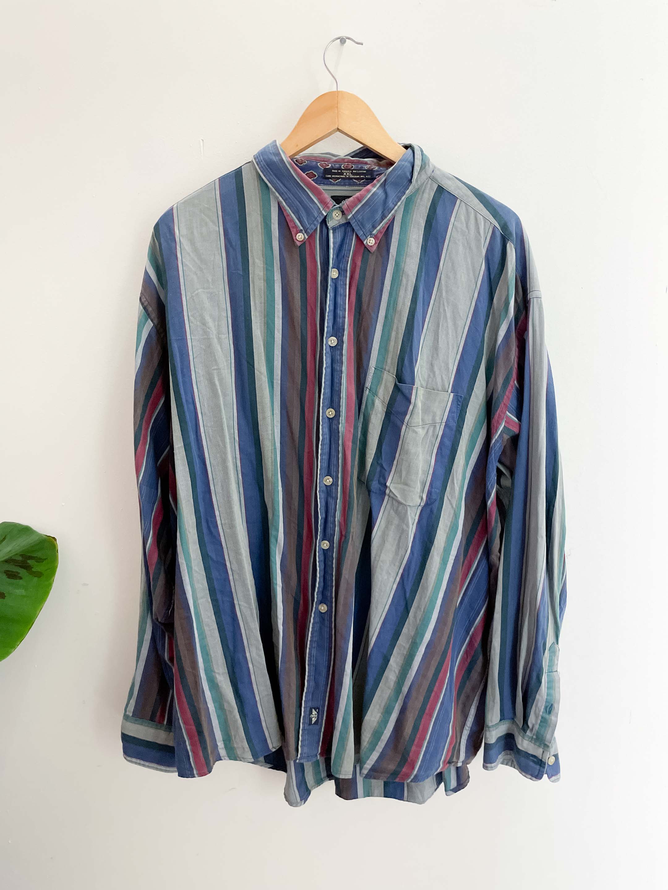Vintage dockers vertical patterned multi mens long sleevs shirt size XXl