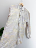 Vintage new shirt collection cream abstract pattern long sleeve shirt size M