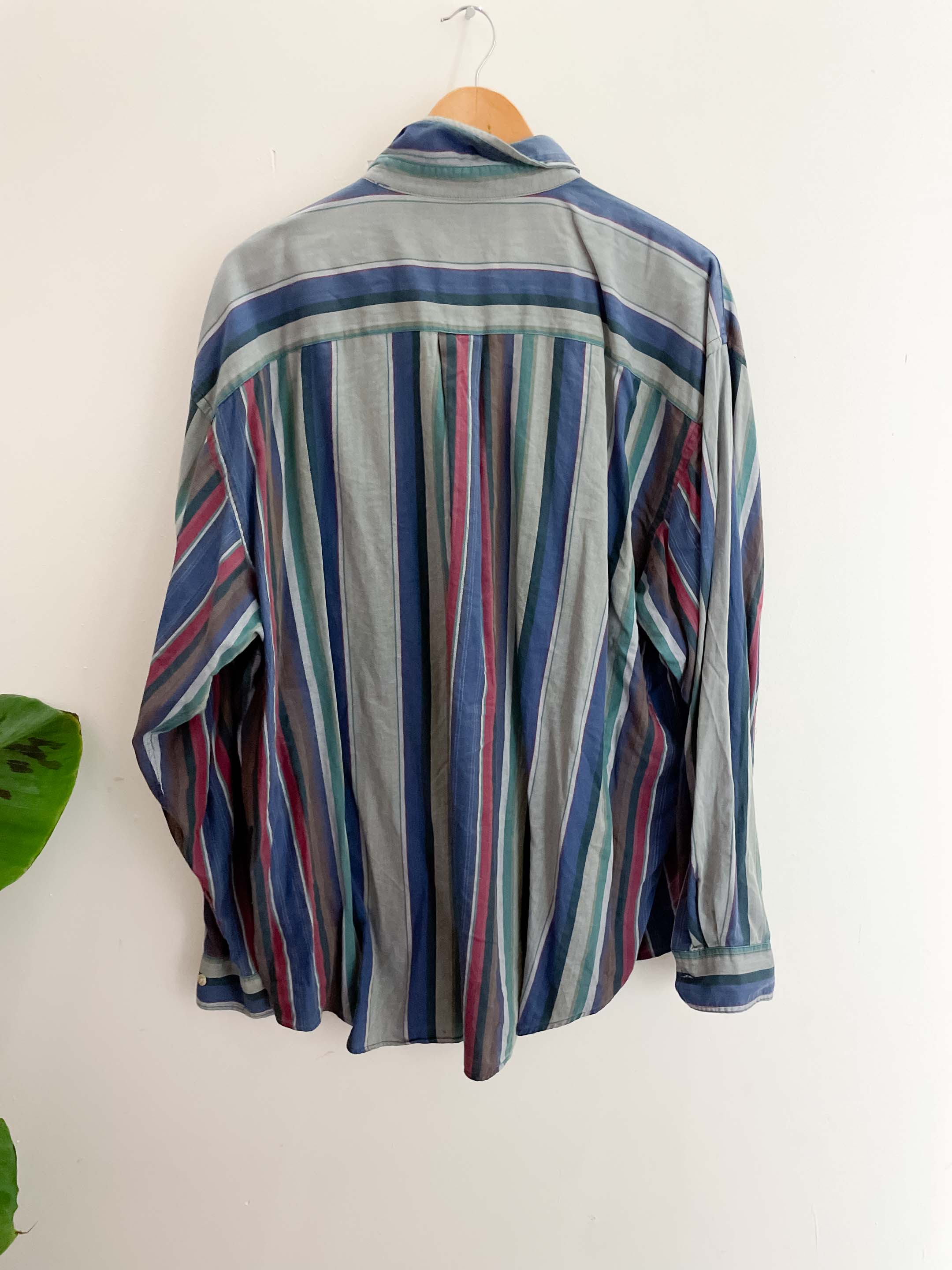 Vintage dockers vertical patterned multi mens long sleevs shirt size XXl