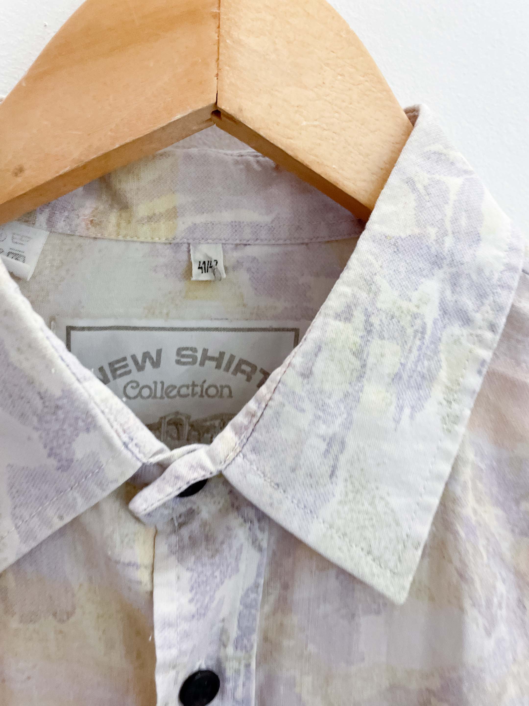 Vintage new shirt collection cream abstract pattern long sleeve shirt size M