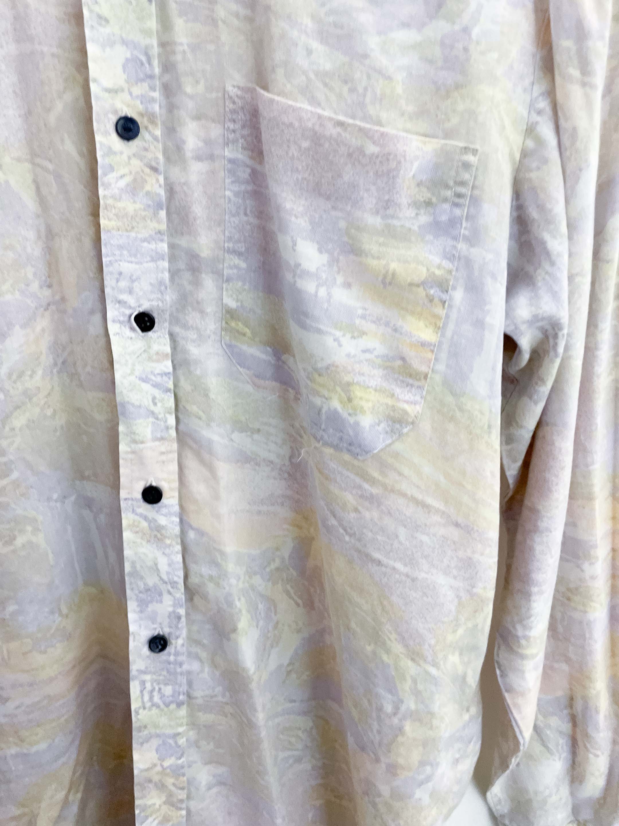 Vintage new shirt collection cream abstract pattern long sleeve shirt size M