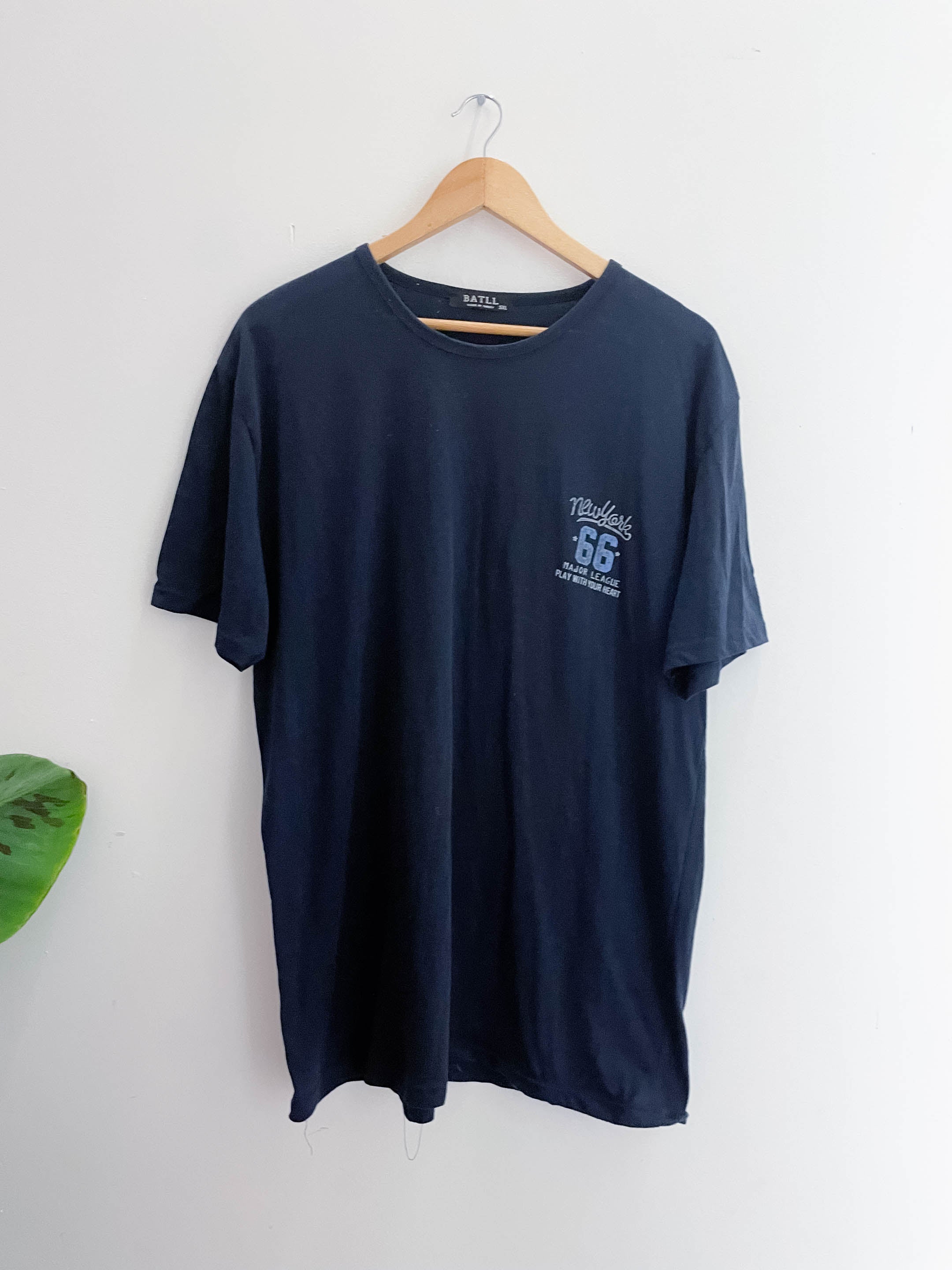 Vintage Battl with new york graphics design blue tshirt size 5XL