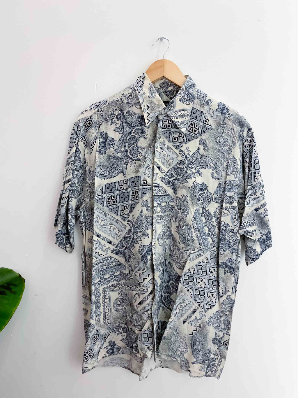 Vintage standy classic blue abstract pattern mens medium short sleeve shirt
