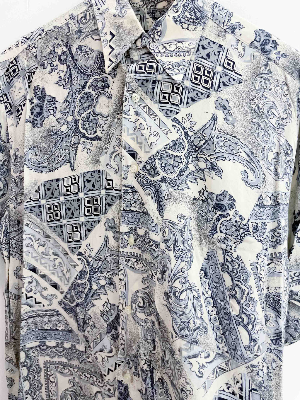 Vintage standy classic blue abstract pattern mens medium short sleeve shirt