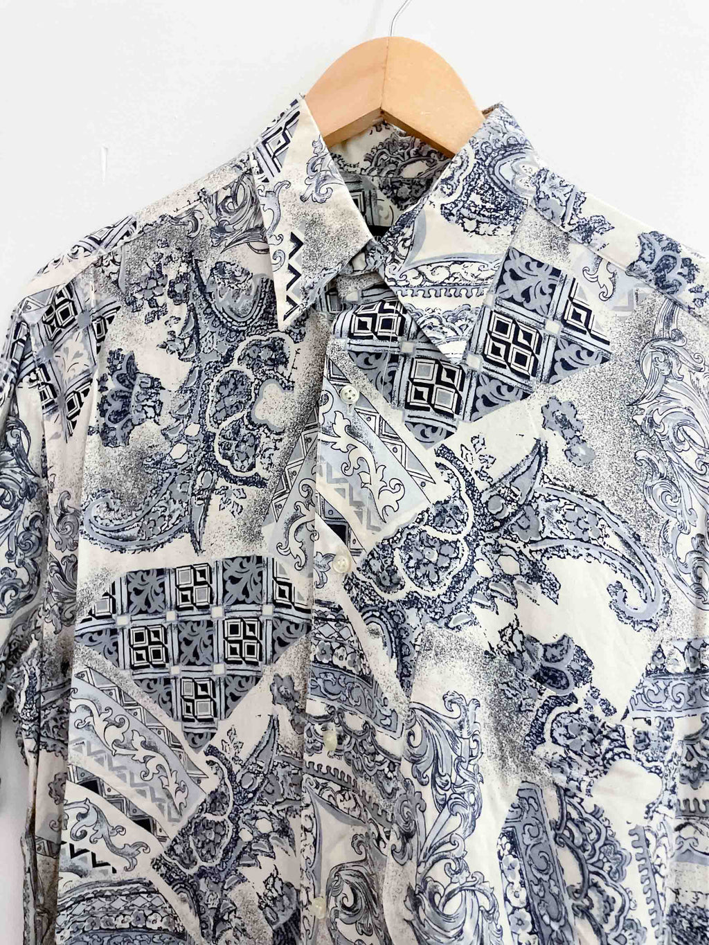 Vintage standy classic blue abstract pattern mens medium short sleeve shirt