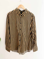 Vintage H&M black and yellow stripped mens long sleeve shirt size L