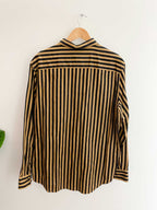 Vintage H&M black and yellow stripped mens long sleeve shirt size L